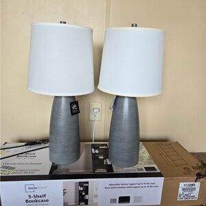 Mainstays Gray and White Minimalist Accent Lamps